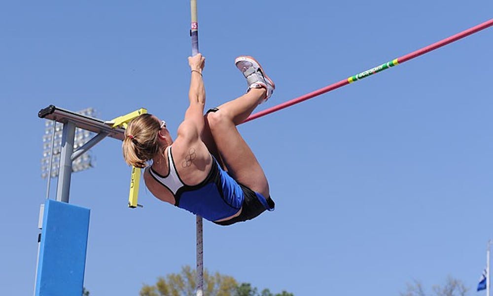 Junior Amy Fryt defended her 2009 win in the pole vault with a jump of 13 feet, 1.5 inches at the ACC Outdoor Championships in Clemson.