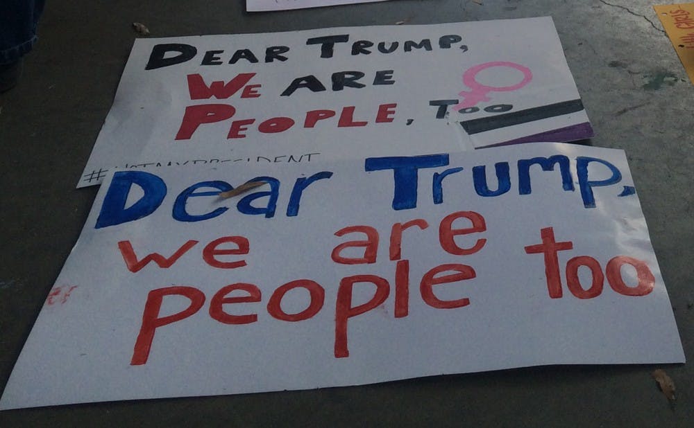 <p>Rally attendees expressed fear for people of color, Muslims, Jews, women and members of the LGBTQ+ community following Trump winning the presidential election.</p>
