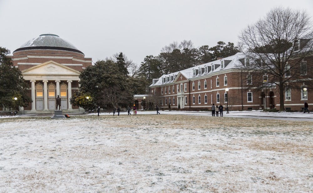 Less than an inch of snow accumulated Tuesday afternoon, causing the provost to cancel classes starting before 11 a.m. Wednesday.