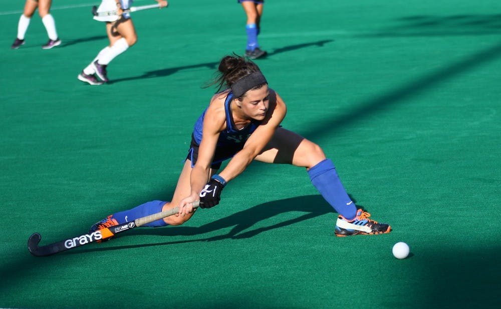 <p>Graduate student Aisling Naughton&nbsp;had two goals in her first regular season game with the Blue Devils.&nbsp;</p>