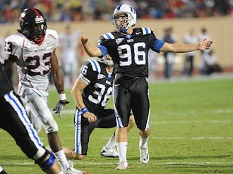 Will Snyderwine missed a 27-yard field goal attempt with less than two minutes left that would have given Duke the lead.