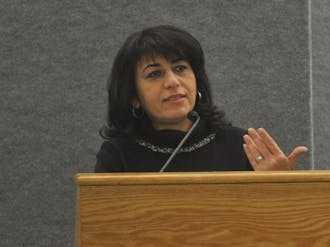 Award-winning Iraqi poet Dunya Mikhail reflects on her exile, which occurred under the regime of Saddam Hussein. Mikhail spoke as a part of DUU’s Major Speakers Series in the Bryan Center Thursday.