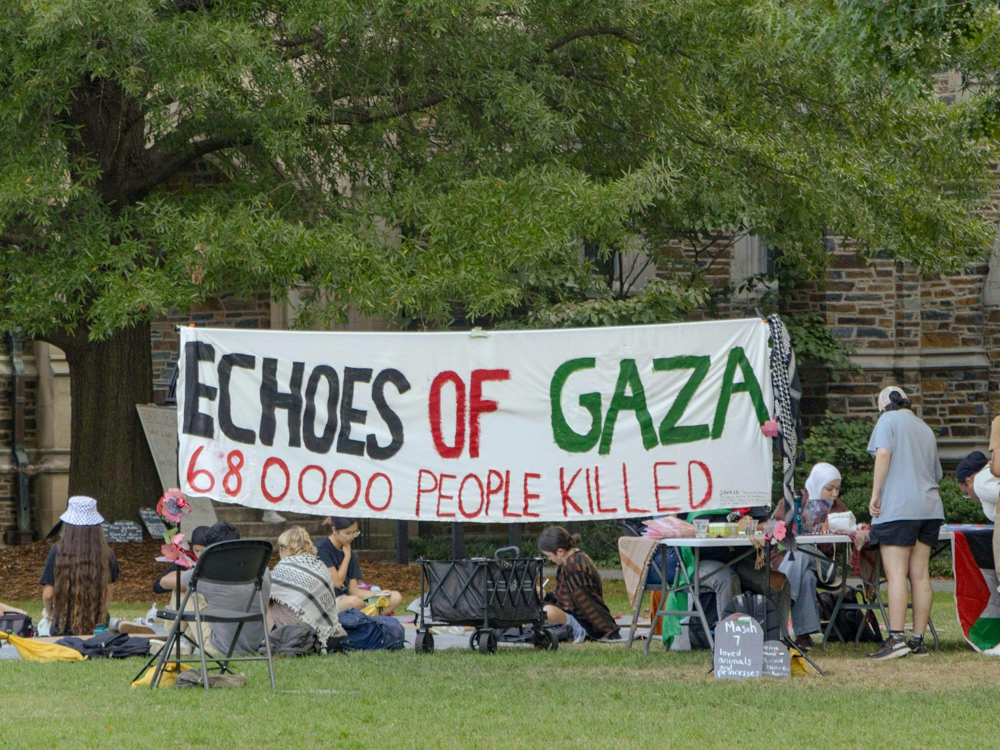 Dozens attend Duke SJP ‘die-in’ memorializing Palestinians killed in Israel-Hamas war