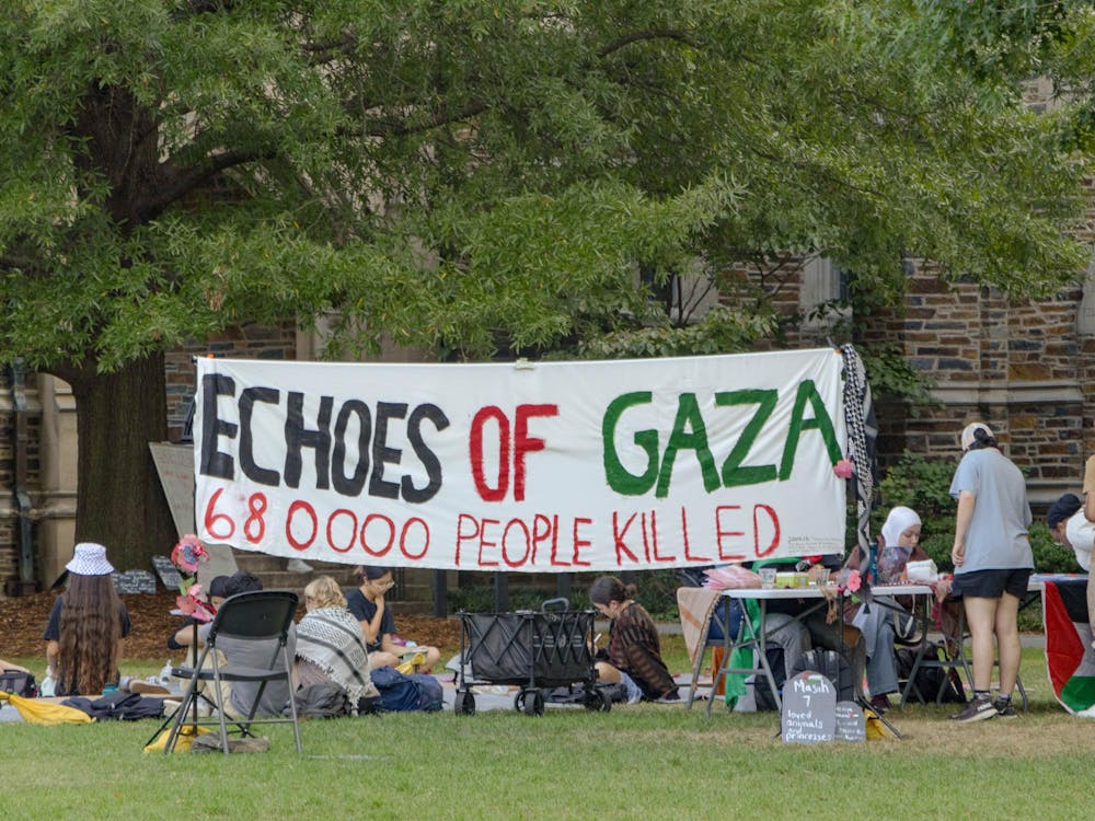 Dozens attend Duke SJP ‘die-in’ memorializing Palestinians killed in Israel-Hamas war