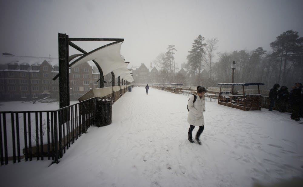 Duke had its second snow day of the semester Wednesday, with 3 to 6 inches of snowfall expected.