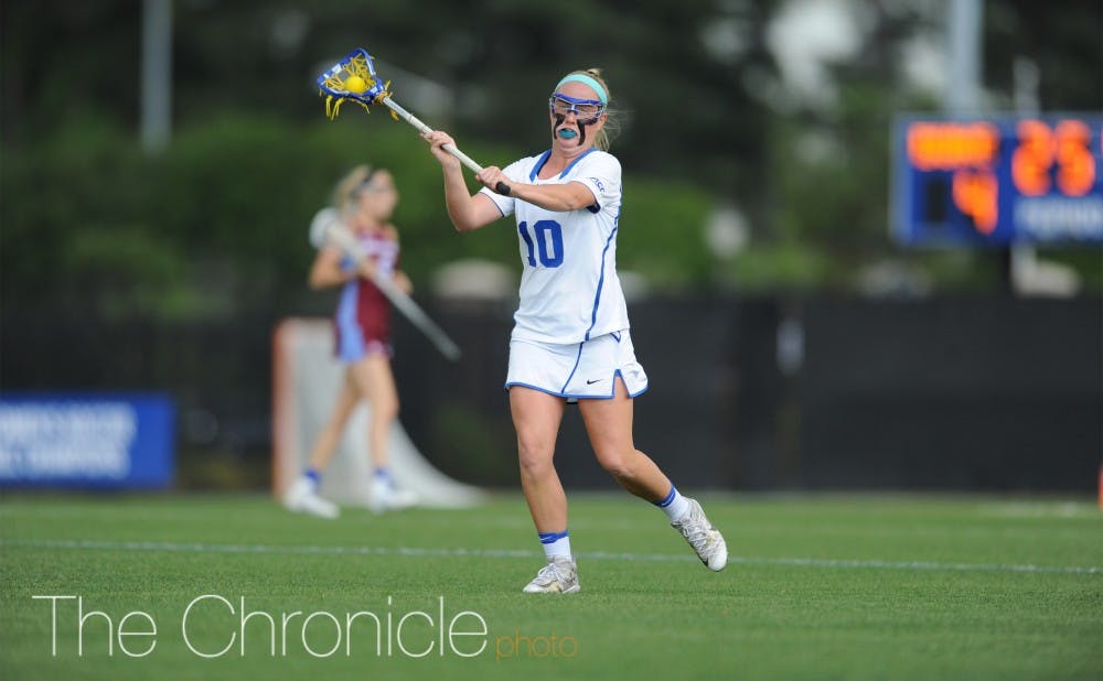 Kyra Harney&nbsp;and four goals and three assists in the Blue Devils' rout Monday.&nbsp;