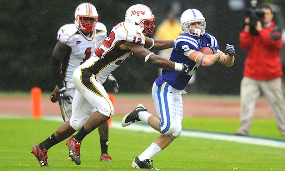 Freshman Conner Vernon (above) and sophomore Donovan Varner were teammates at Miami’s Gulliver High before reconnecting as Duke wide receivers.