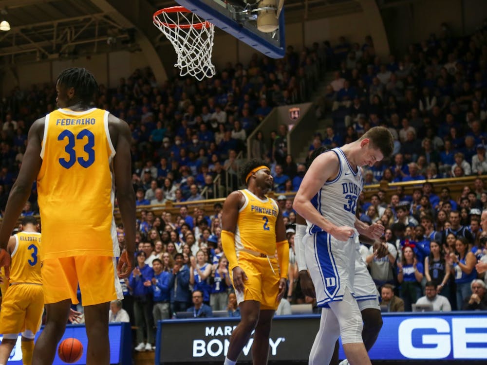 Kyle Filipowski after drawing a foul in the first half of Duke's 77-69 win against Pittsburgh on Jan. 11. His big performance was one step in his path to earning 2023 ACC Freshman of the Year and being named this season's preseason ACC Player of the Year.