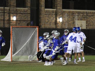 Air Force scored six unanswered goals in the second half to take a 9-8 lead, then scored the game-winner in the final seconds of overtime to beat the Blue Devils Tuesday in Durham.