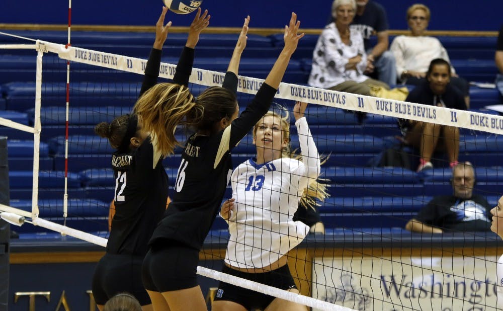 <p>Senior rightside hitter Christina Vucich came up big for the Blue Devils Sunday as Duke rebounded from Friday’s loss at Georgia Tech with a win at Clemson in straight sets.</p>