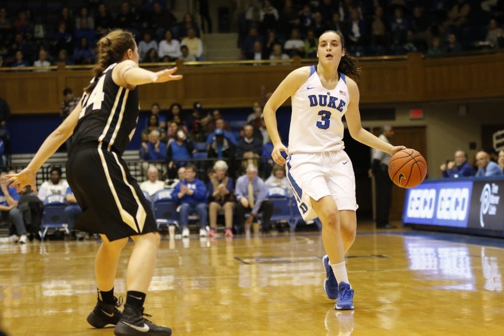 <p>In her third career start, freshman Angela Salvador's posted nine points, eight rebounds and six assists as the Blue Devils routed Texas State in their final game in Cancún, Mexico.</p>