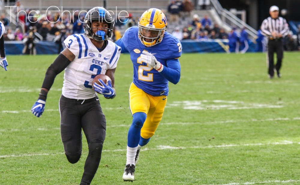 Sophomore T.J. Rahming had 112 first-half receiving yards but the Blue Devil offense struggled to get anything going on the ground.&nbsp;