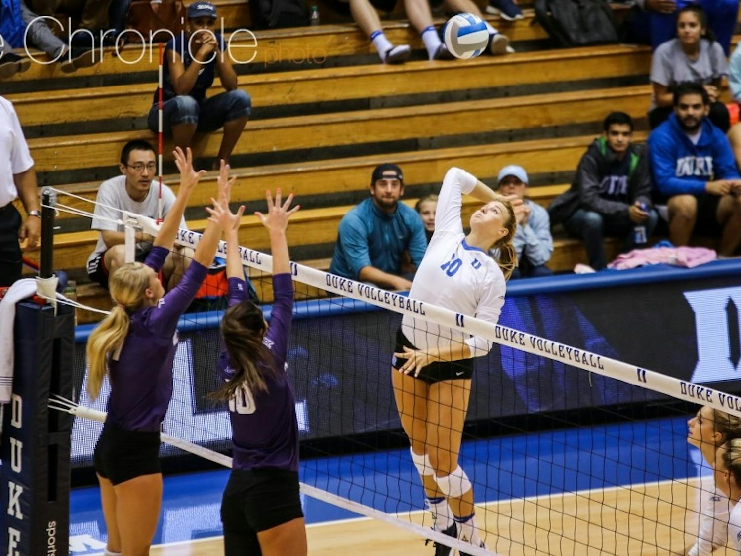 Junior middle blocker Anna Kropf peaked at the right time late in Wednesday’s match to spark the Blue Devils’ five-set win.
