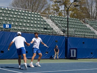 Duke dominated doubles play against Notre Dame Sunday, taking the first two matches.