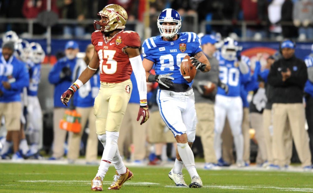 All-ACC tight end Braxton Deaver, along with Kelby Brown, will return from an ACL tear suffered in the preseason to play for the Blue Devils one final time in 2015.