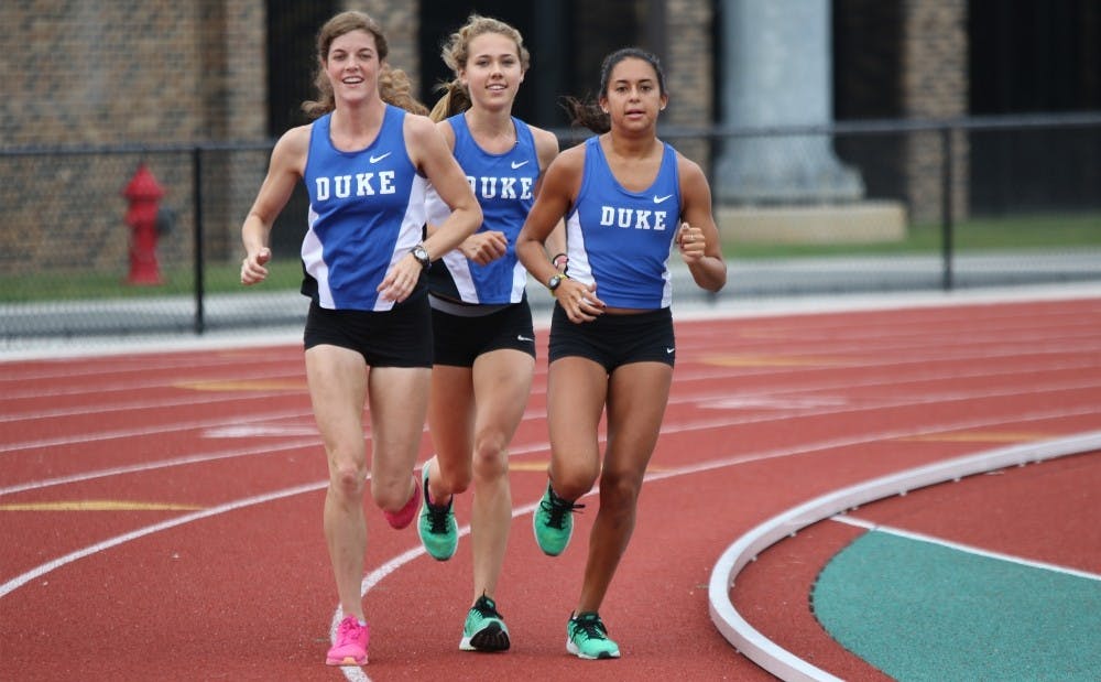 <p>Madison Granger, Anima Banks and Sheridan Wilbur were the fastest three Blue Devils across the line Saturday, helping Duke to a 26th-place finish.</p>