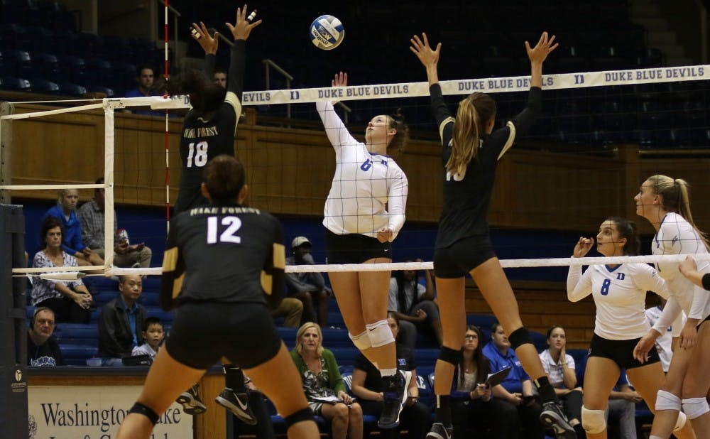 <p>Junior Alyse Whitaker and the Blue Devils will look to extend their winning streak to six with a pair of wins this weekend.</p>