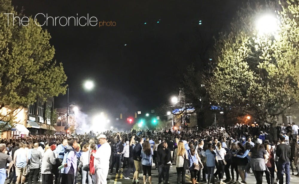 <p>Thousands of North Carolina students flooded Franklin Street after Monday's national title game.&nbsp;</p>