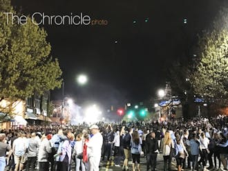 Thousands of North Carolina students flooded Franklin Street after Monday's national title game.&nbsp;