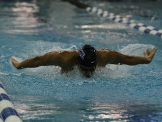The Blue Devils knocked down six pool records as they beat Florida State and Queens University of Charlotte at Taishoff Aquatic Pavilion Friday.
