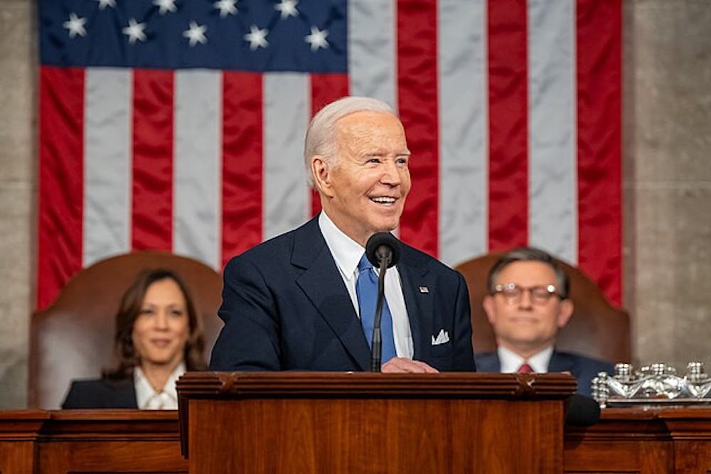 President Biden delivering his State of the Union address in March.