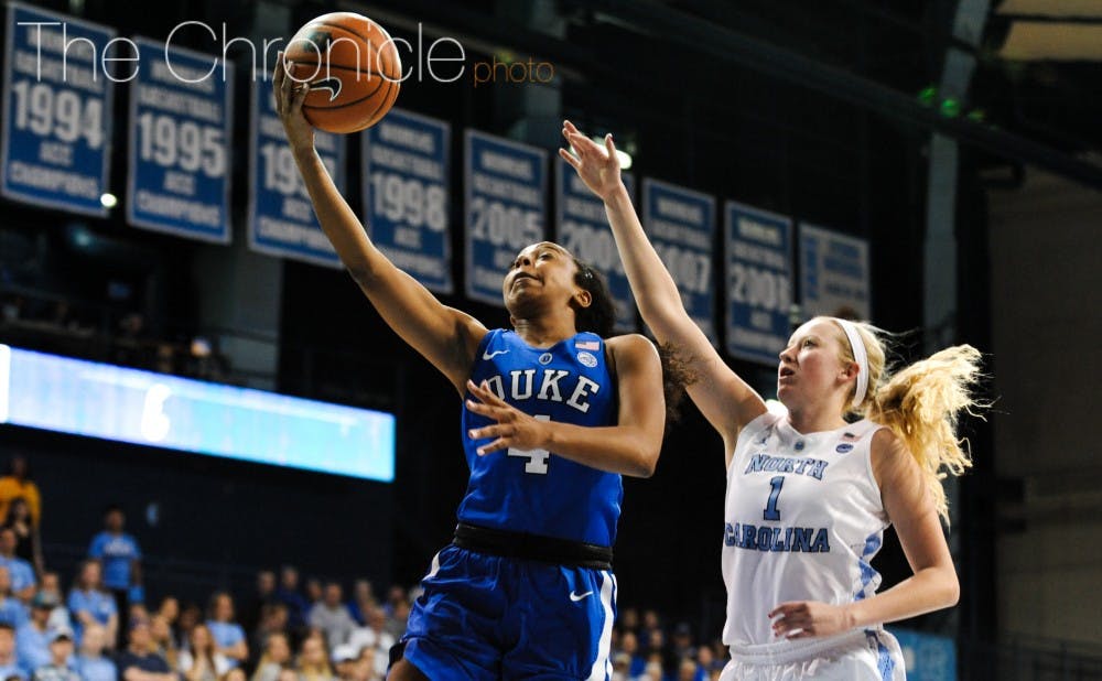 Lexie Brown scored nine quick points as the Blue Devils got off a quick start and never trailed in a seventh straight win against North Carolina.&nbsp;