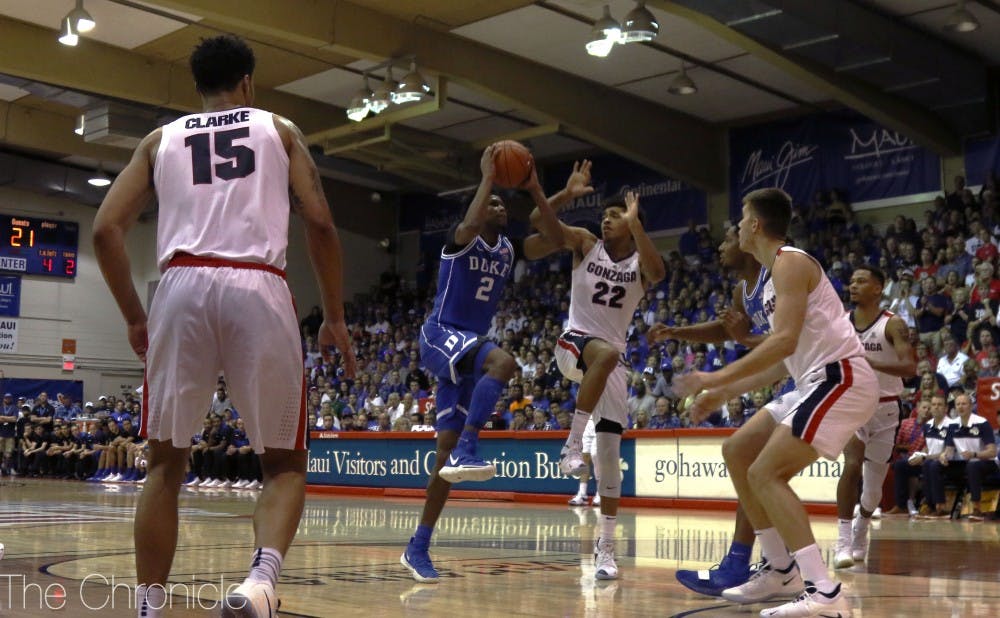 <p>Freshman Cam Reddish looked more focused on scoring from the interior Wednesday.</p>