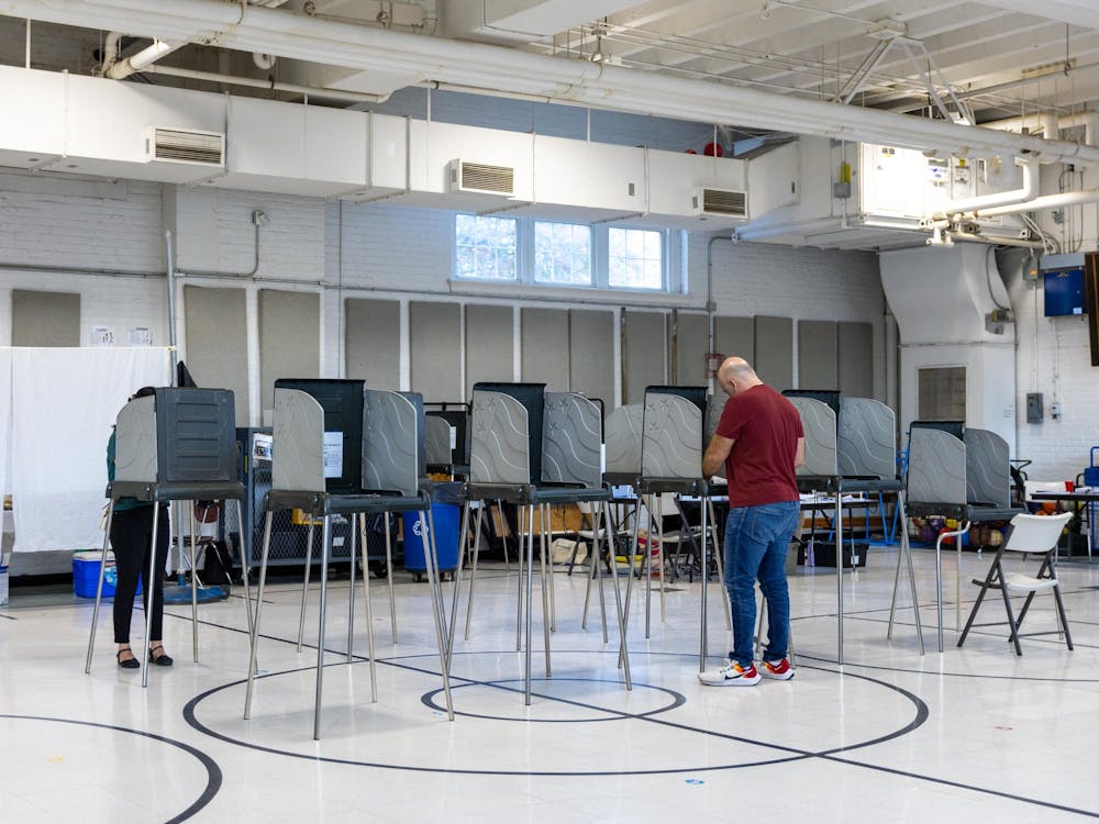 <p>Polling booths at George Watts Elementary.</p>