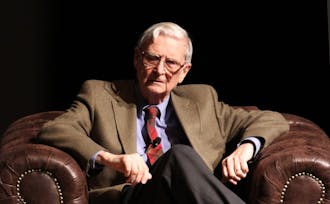 E.O Wilson talked about preserving biodiversity in Reynolds Theater Tuesday.