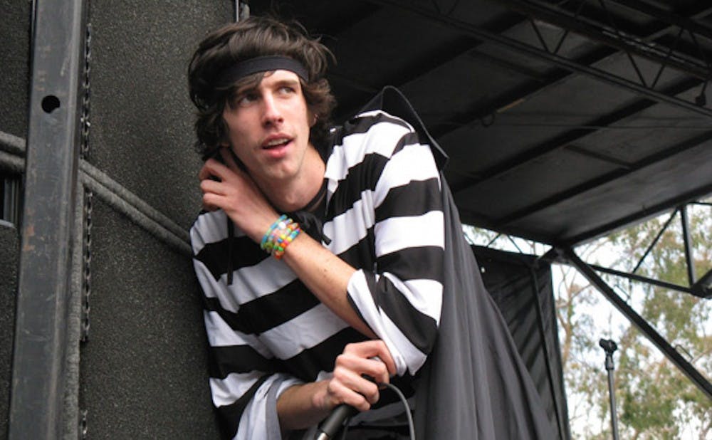 Nathaniel Motte of electronic duo 3OH!3 performs at Bamboozle Music Festival in 2008. 