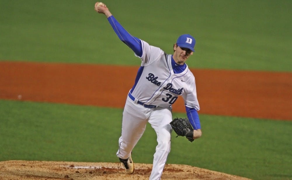 Junior pitcher Michael Matuella returned from an extended break due to arm stiffness to pitch one inning Sunday in Duke's win against Rider.