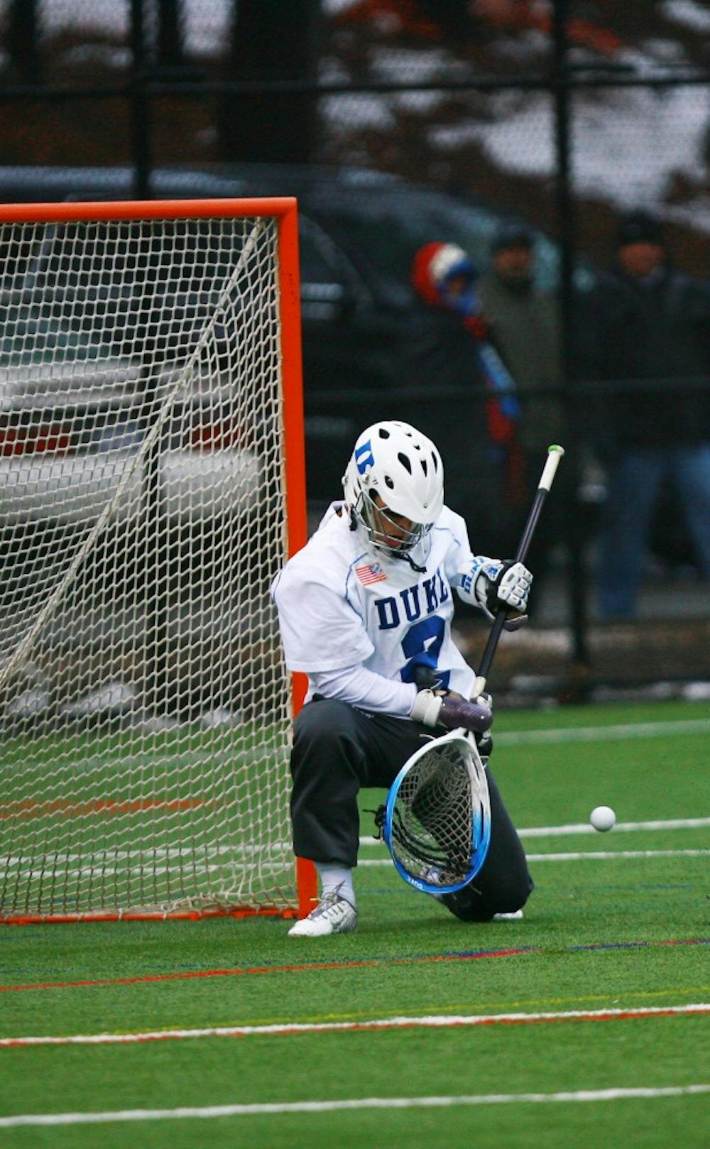 It was a rough afternoon for Luke Aaron and the Blue Devil defense, as Syracuse put together a 13-goal first half and kept it going after halftime, winning 19-7.