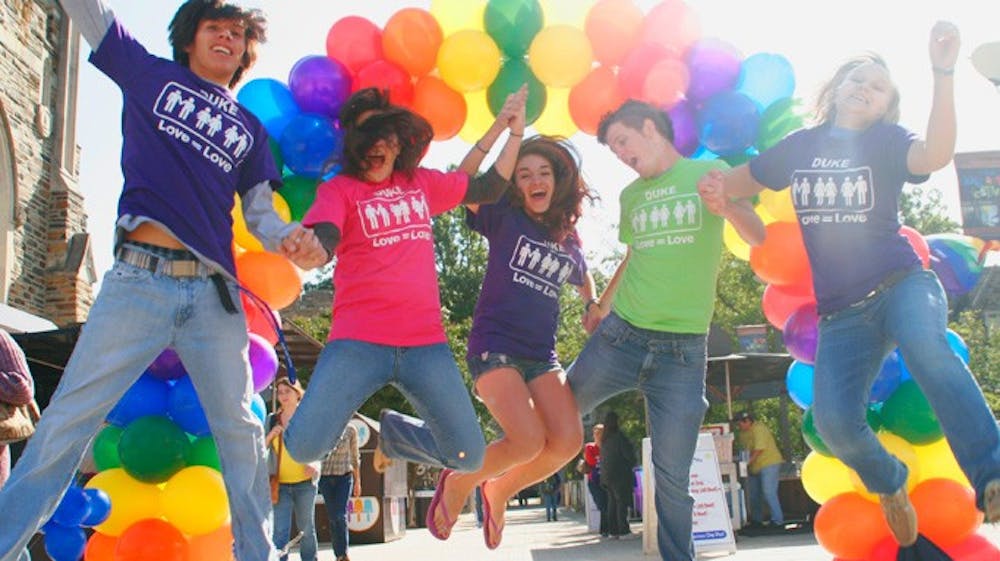 The LGBT community took over the Bryan Center Plaza Friday to promote awareness of LGBT issues and give away Love=Love T-shirts.