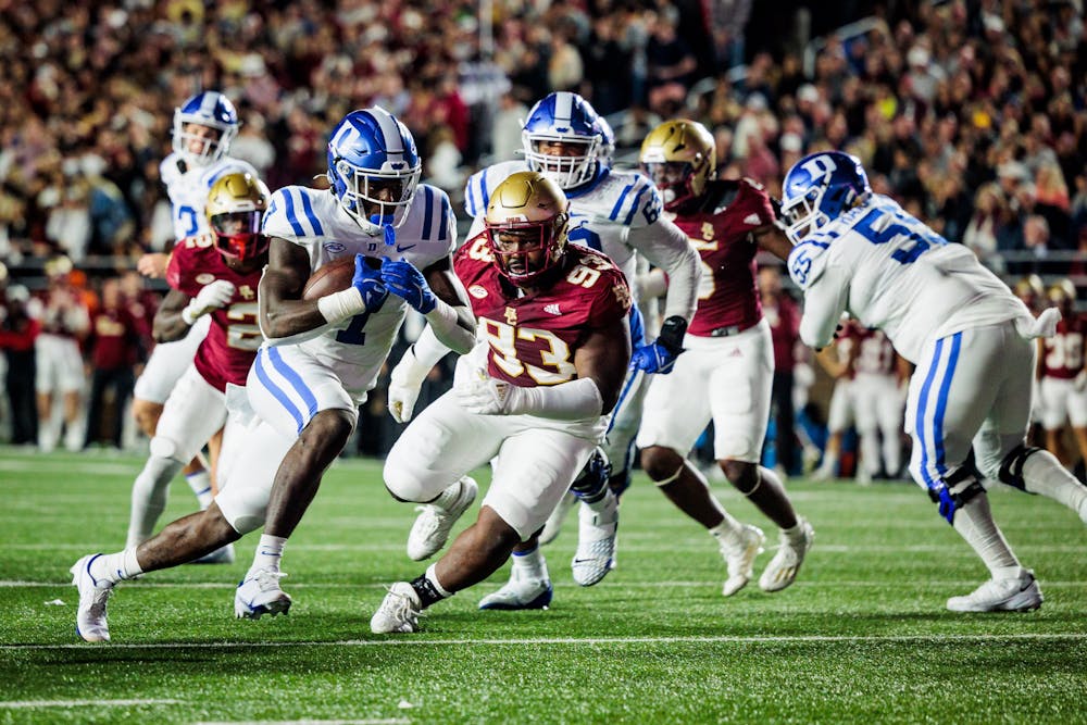 Jordan Waters helped Duke run all over Boston College as the Blue Devils earned their sixth win.