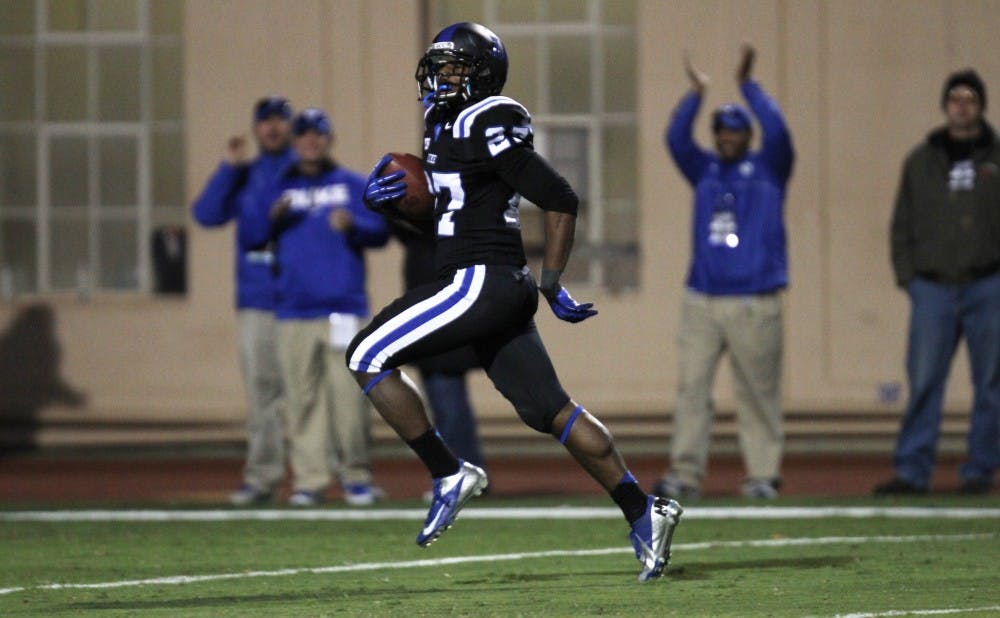 Redshirt freshman DeVon Edwards had Duke's first kickoff return touchdowns since 2007 and made history by running back interceptions on back-to-back plays.