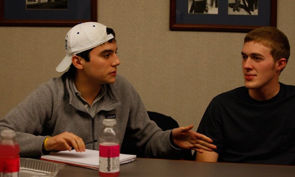 At DUSDAC’s meeting Monday night, senior Michael Kramarz (left) and other members decided that the group will select eight students as “diversity diners” beginning March 2. Karmarz spearheaded the initiative, which will bring together the diversity diners to discuss diversity issues such as Greek life, alcohol, religion and sex.