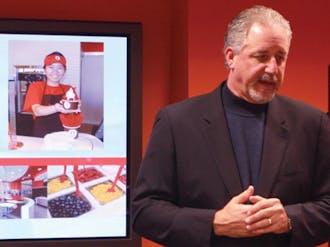 Steve Mosh, president and CEO of Carolina Mango, pitches his idea to bring the Red Mango frozen yogurt chain to campus next Fall. If approved, the new restaurant would replace an existing campus eatery.