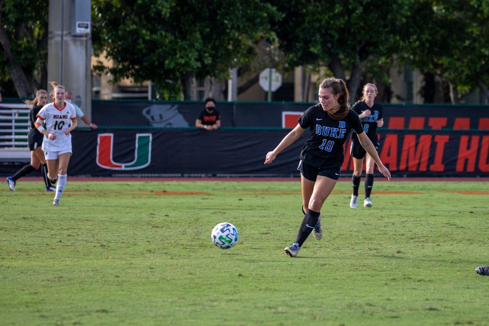 Freshman Olivia Migli notched two goals against the Hurricanes, finishing the regular season with a team-leading four goals.