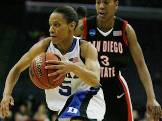 Guard Jasmine Thomas, seen here driving to the hoop against San Diego State, will be leading her team against the Baylor Lady Bears tonight hoping to come out with a Final Four bid.
