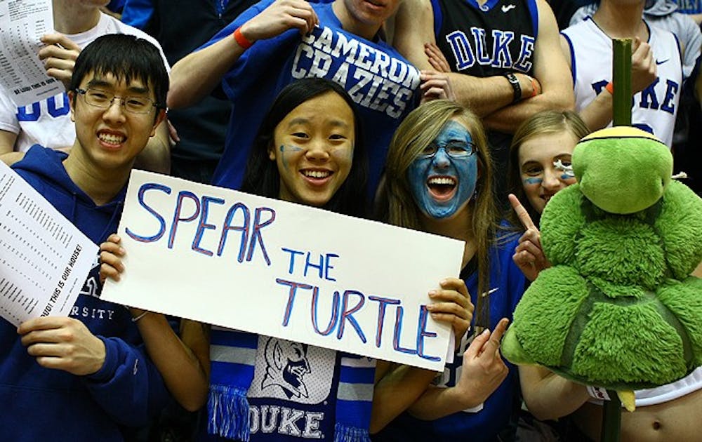 Many Cameron Crazies held up anti-Maryland signs in Saturday’s game, which could be the last in Durham.