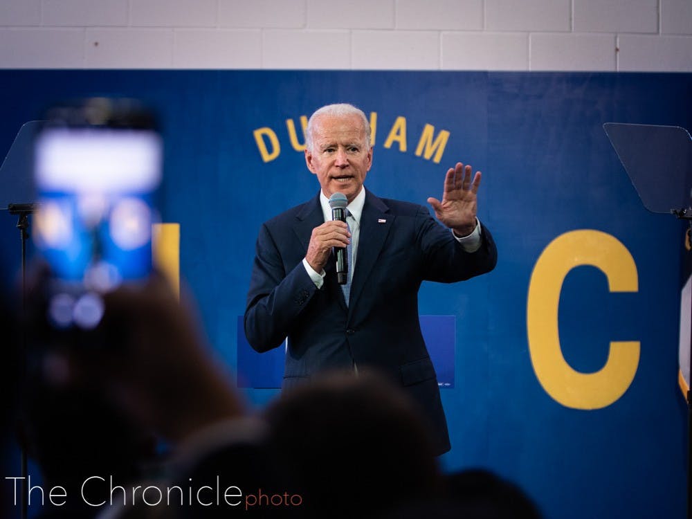 <p>Joe Biden at Hillside High School on October 27, 2019.</p>