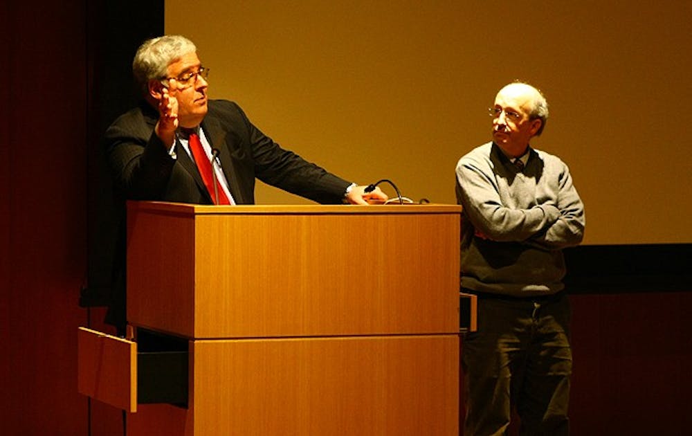 Medical ethicist Dr. Joseph Fins talks about neuroethics and surrounding minimal consciousness at the Nasher Museum of Art Wednesday evening.