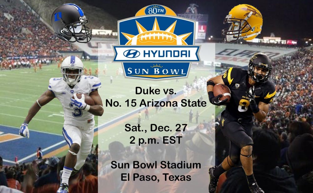 Duke will head to its third-straight bowl game for the first time in program history as it takes on No. 15 Arizona State Dec. 27.