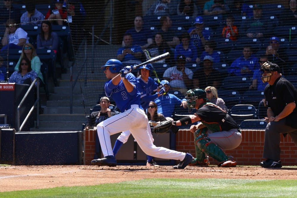 <p>Freshman Zack Kone went 5-for-5 at the plate to lead Duke's rout of No. 1 Miami Saturday, finishing a double shy of the cycle.</p>
