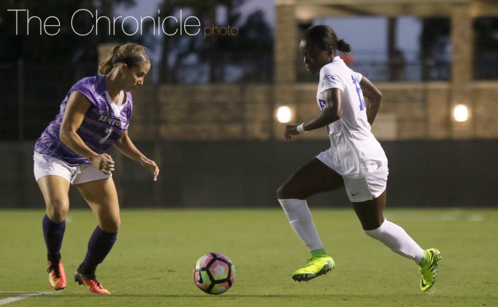 <p>Senior Toni Payne had a goal and an assist Sunday evening as the Blue Devils wrapped up nonconference play.</p>