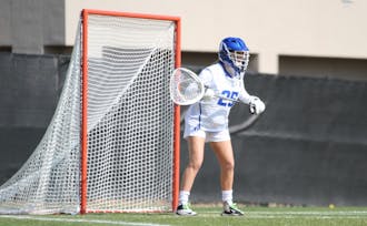 Freshman goalie Gabbe Cadoux has helped steady the Blue Devils since taking over as the team’s starting netminder.