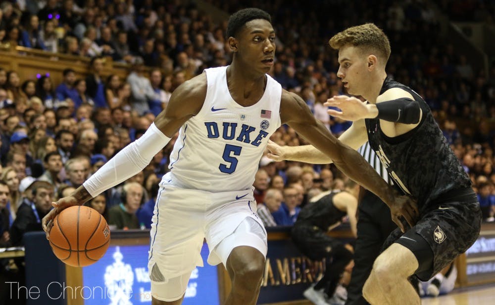 R.J. Barrett struggled down the stretch in the Maui Invitational final, getting blocked three times in the last minute.