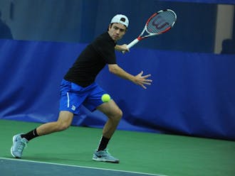 Senior Raphael Hemmeler notched the 100th singles victory of his Duke career in his match Sunday against Michigan.