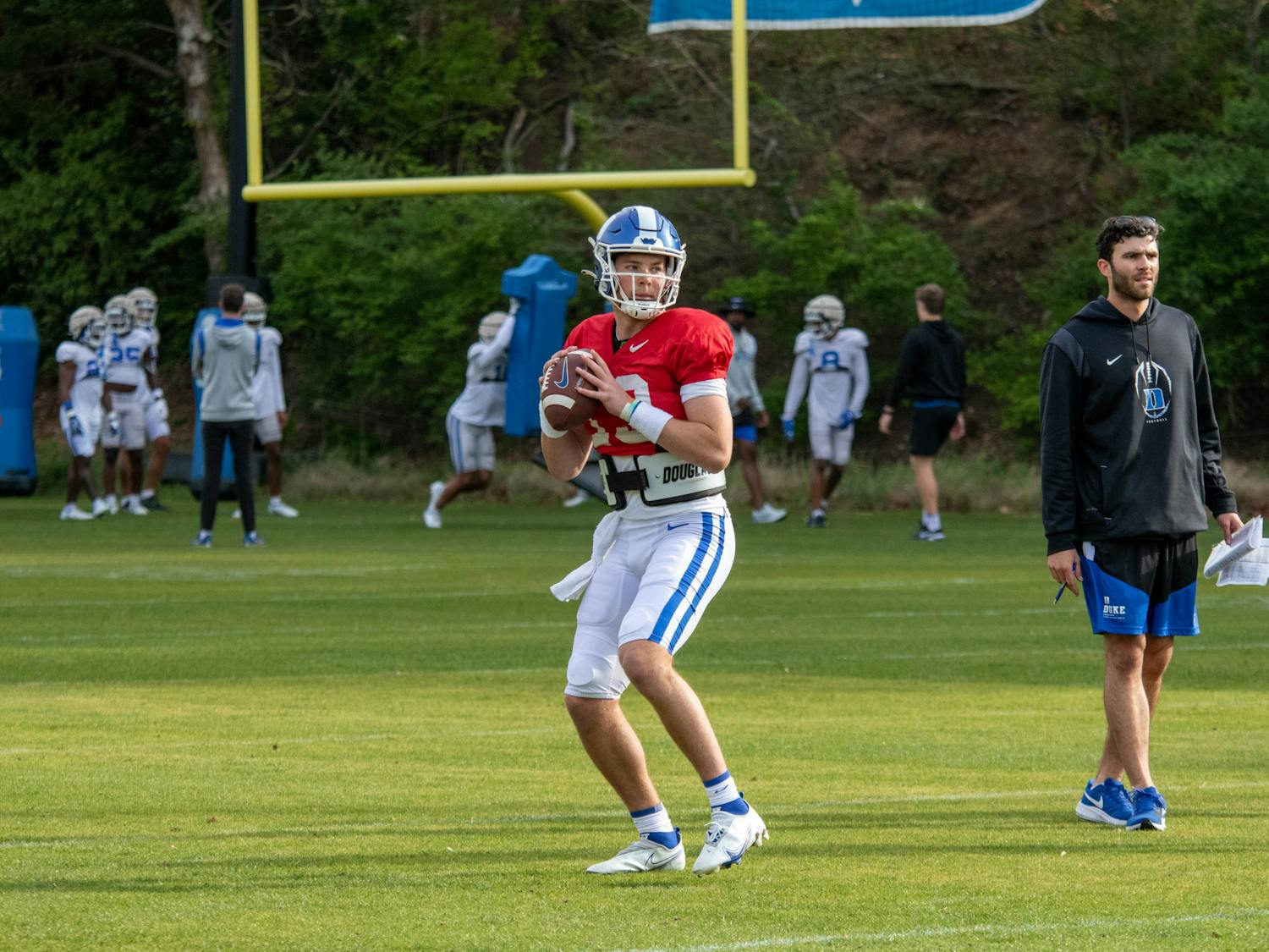 Junior quarterback Riley Leonard headlines the Blue Team's roster for Friday's spring game.