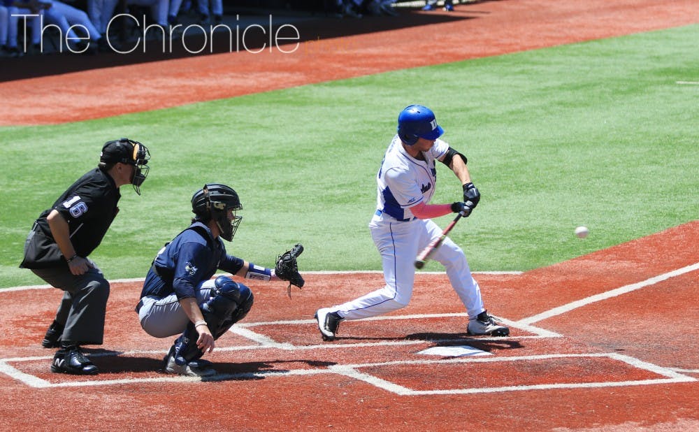 <p>Leadoff man Jimmy Herron reached base four times, scoring a run and driving in another in Duke's ACC tournament opener.</p>